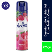 AROM Pack 3 - Desodorante Aerosol Frutilla Crema